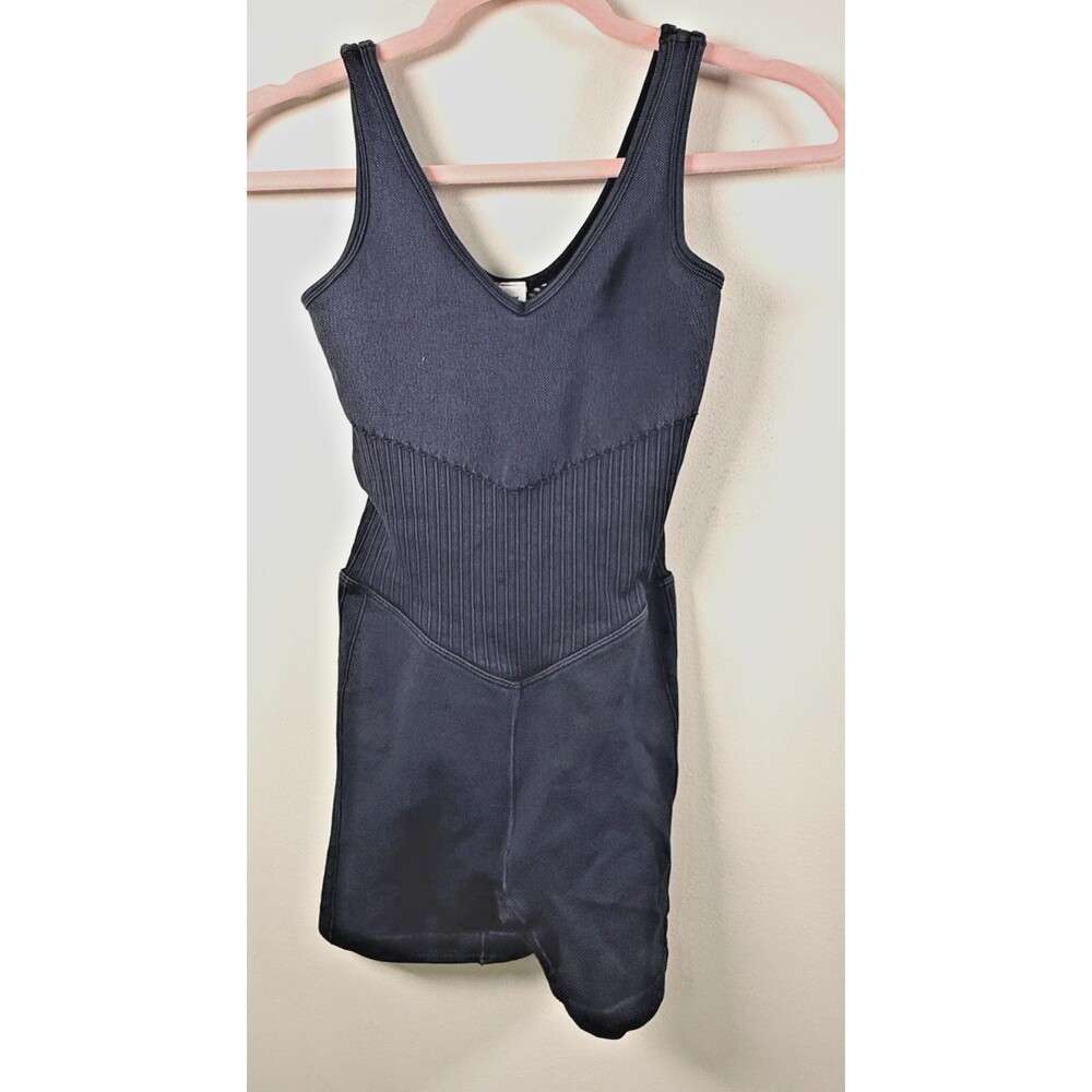 JoyLab Womens Black Mesh Breathable Sleeveless V-Neck Romper - XS